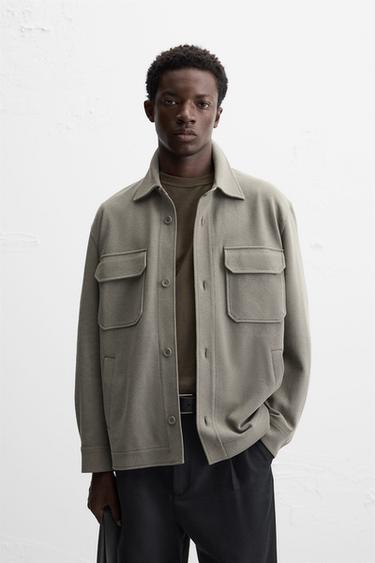 TEXTURED COMFORT OVERSHIRT - Light khaki by Zara