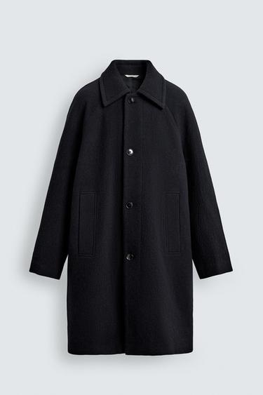 WOOL BLEND STRUCTURED COAT - Navy blue by Zara