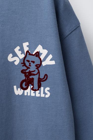 T-SHIRT ANIMAUX FLOQUÉS - Bleu de Zara - Image 2