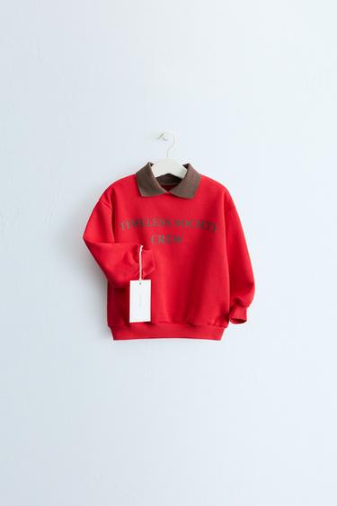 ZARA TIMELESS — ТОЛСТОВКА-ПОЛО С ТЕКСТОВЫМ ПРИНТОМ — КРАСНЫЙ от Zara