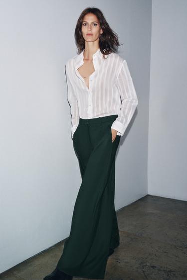 STRIPED COTTON - SILK SHIRT ZW COLLECTION - White by Zara - Image 0