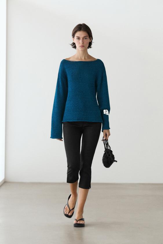 Cotton blend cutwork sweater from Zara - $130