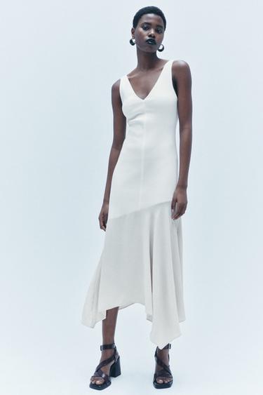 КОМБИНИРОВАННОЕ ПЛАТЬЕ-КОМБИНАЦИЯ — Цвет выбеленного льна от Zara — изображение 0