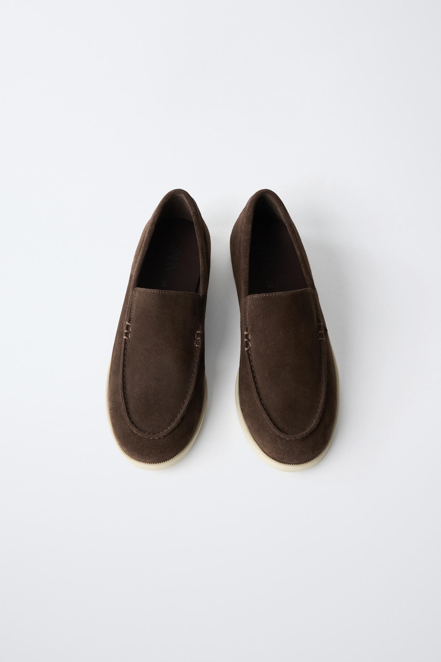 Детские туфли Zara Leather Boat, цвет: Коричневый, вариант 1 — фото 4