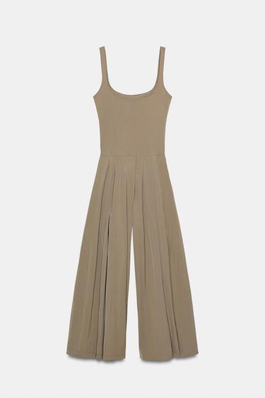COMBINAISON EN NYLON À PLIS PLATS - Kaki foncé de Zara - Image 4