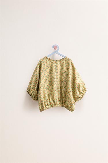 ZARA TIMELESS - TOP OVERSIZE À FLEURS AVEC LIN - Citron vert de Zara - Image 1