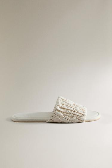 Zara SLIDES WITH GATHERING DETAIL - Beige - Image 0