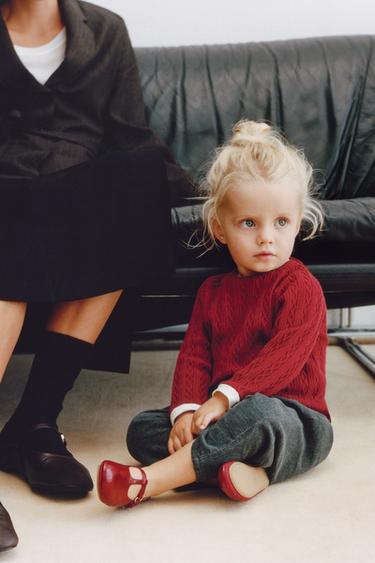 Zara T-BAR PATENT BALLET FLATS - Burgundy Red