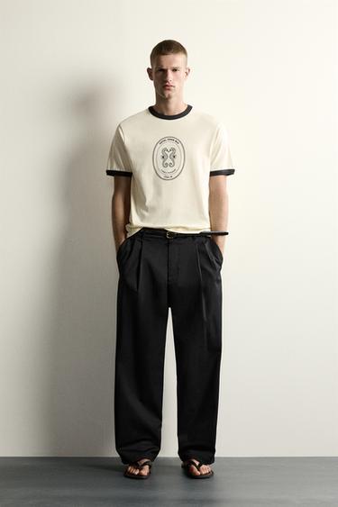 CAMISETA RIB CONTRASTE BÁSICA - Crudo de Zara - Imagen 0