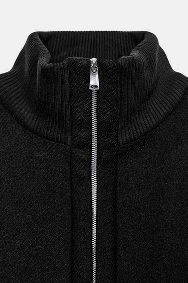 WOOL BLEND HIGH NECK SHORT COAT - Black by Zara - Image 9