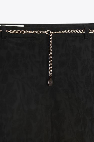 JACQUARD TROUSERS WITH CHAIN BELT - Black by Zara - Image 6