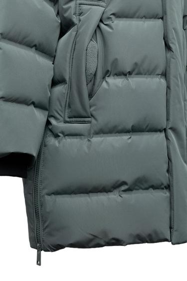 LONG WATER-REPELLENT DOWN PUFFER JACKET - Blue / Steel by Zara