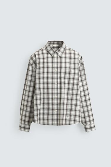 TEXTURED CHECK SHIRT - Black / White by Zara