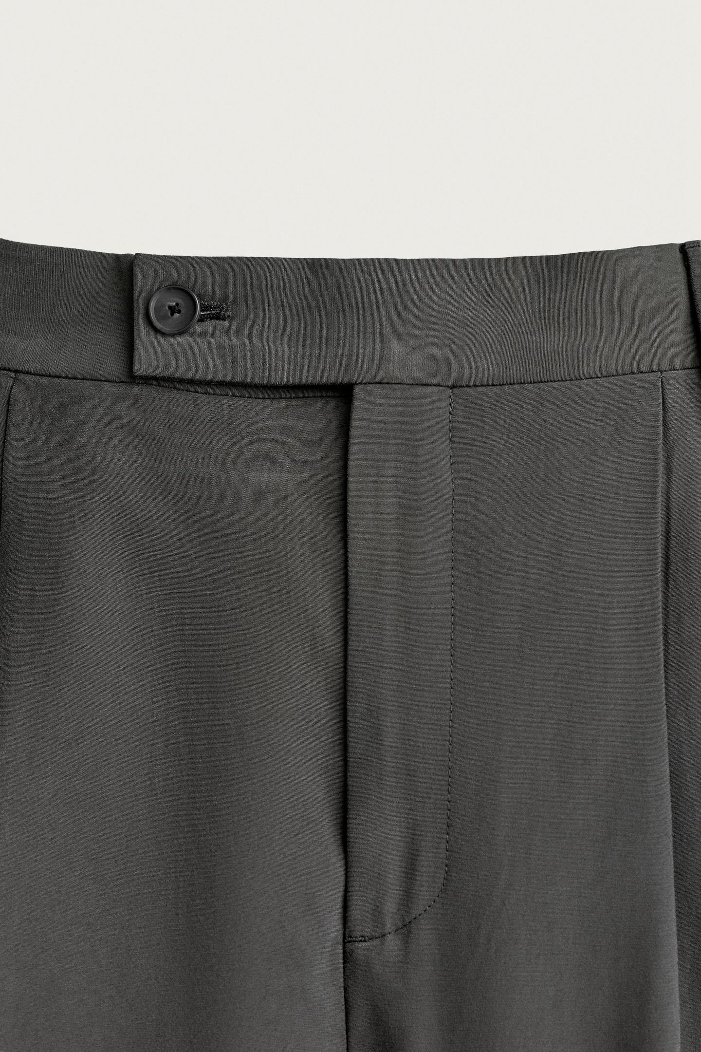 Мужские брюки Zara Relaxed Fit Pleated, цвет: Серый — фото 9