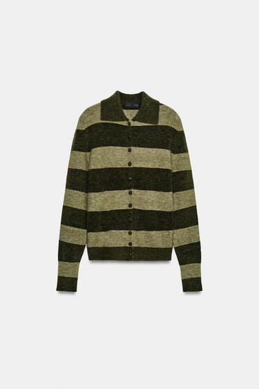STRIPED CARDIGAN - GREEN by Zara