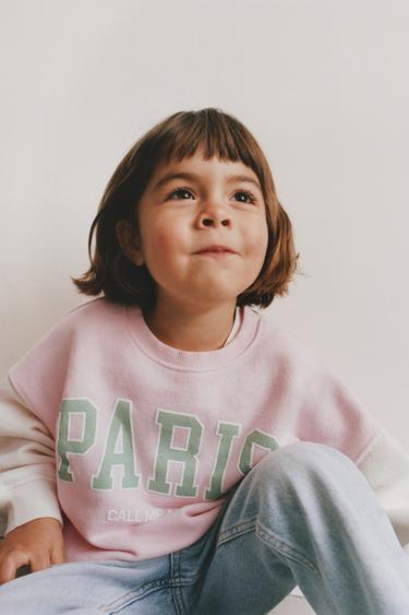 Zara SWEATSHIRT WITH RAISED TEXT PRINT - Pink