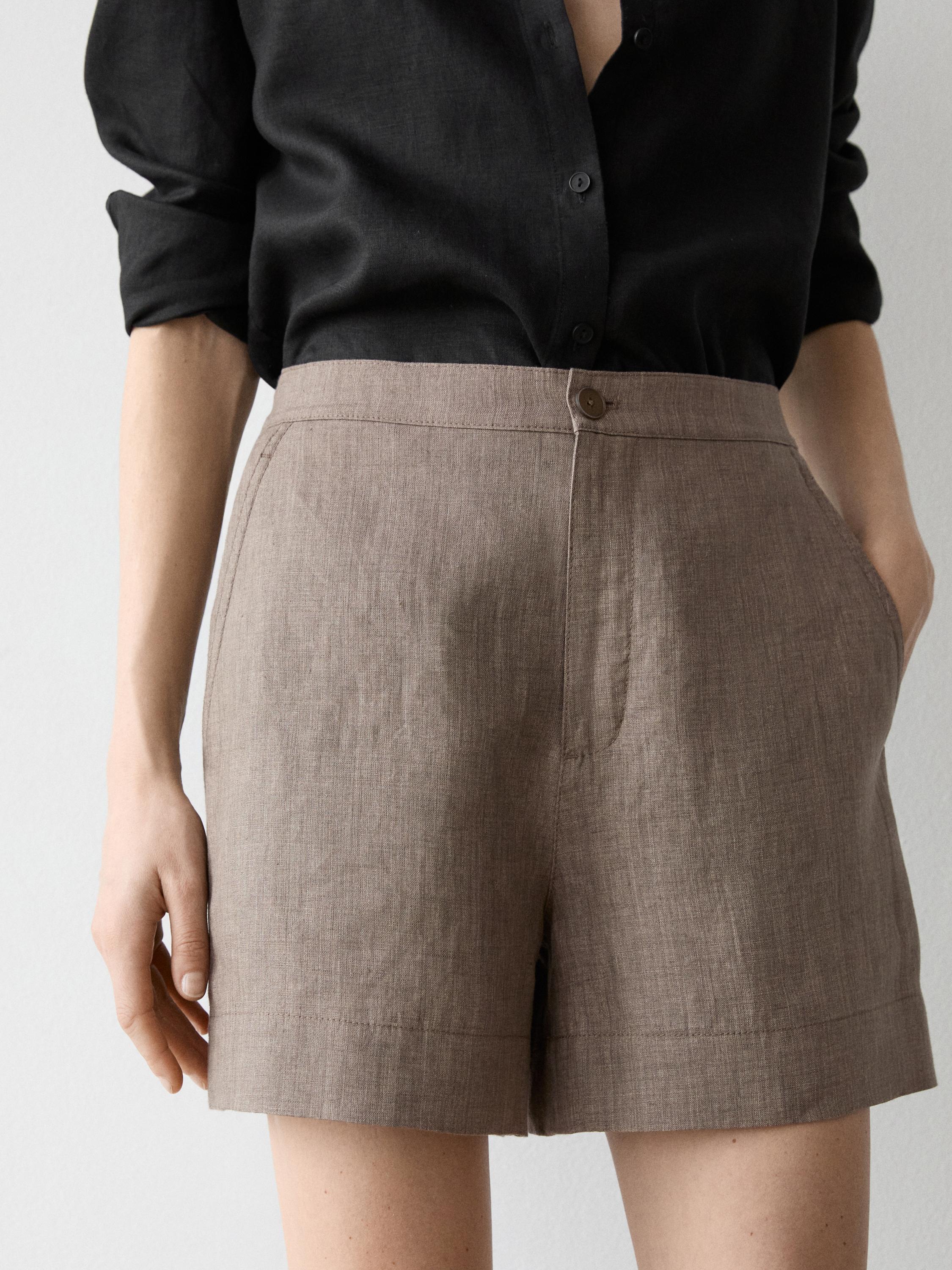 Short linen Bermuda shorts