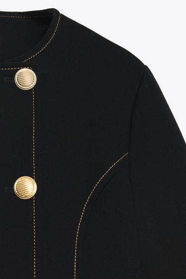 CONTRAST STITCH SHORT SLEEVE BLAZER - Black by Zara - Image 6
