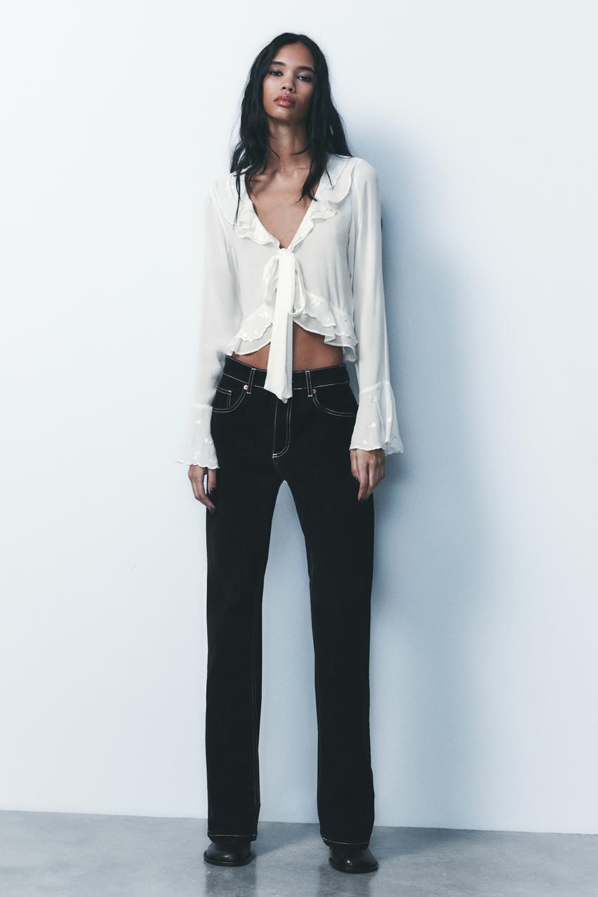 RUFFLED EMBROIDERED SHIRT