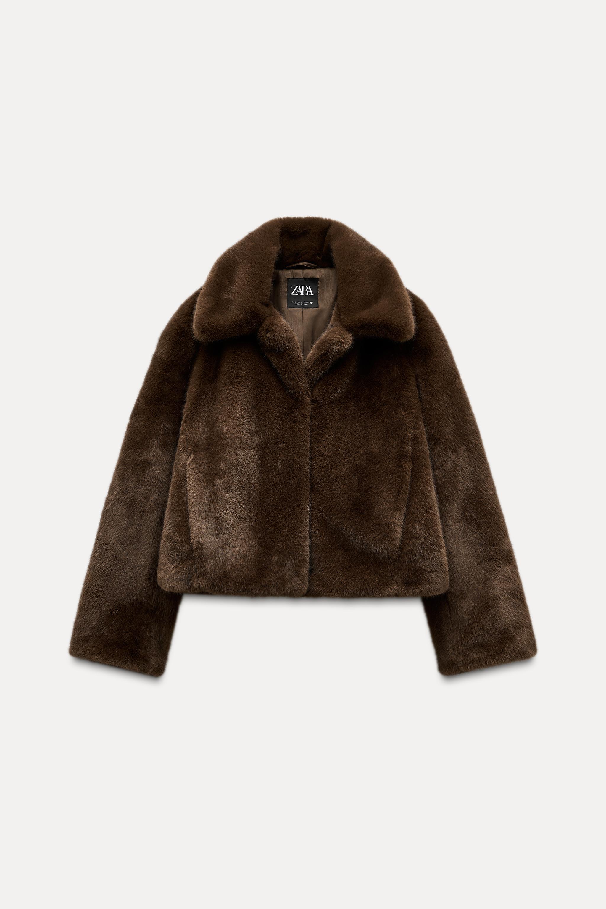 Brown faux fur coat zara online