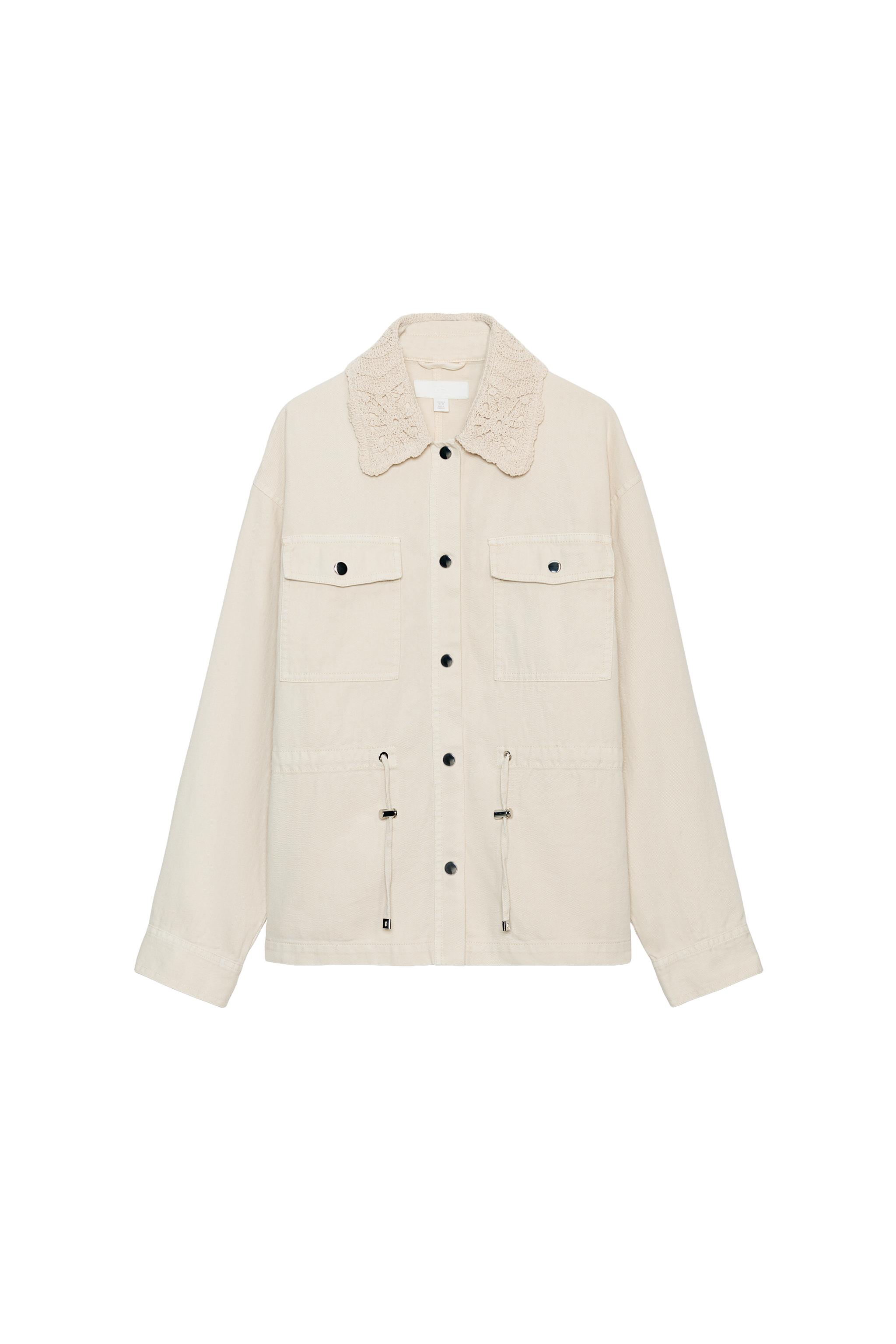 CROCHET LAPEL SAFARI JACKET - Ecru / Beige | ZARA United States