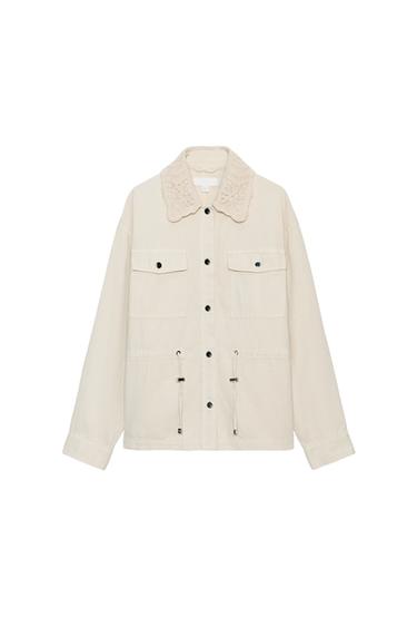 SAFARI JACKET WITH CROCHET LAPELS - Ecru / Beige by Zara