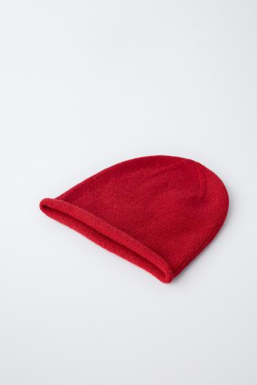 BONNET EN MAILLE FINE - Rouge de Zara - Image 1