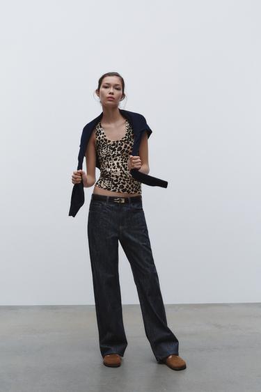 Zara SMOOTH KNIT BASIC TOP - Leopard - Image 0