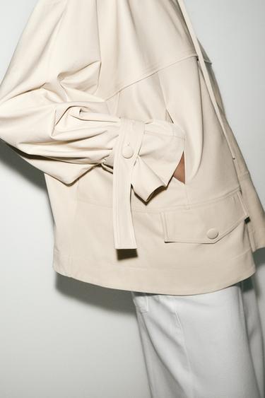 FLUID HIGH NECK JACKET - Dark beige by Zara - Image 6