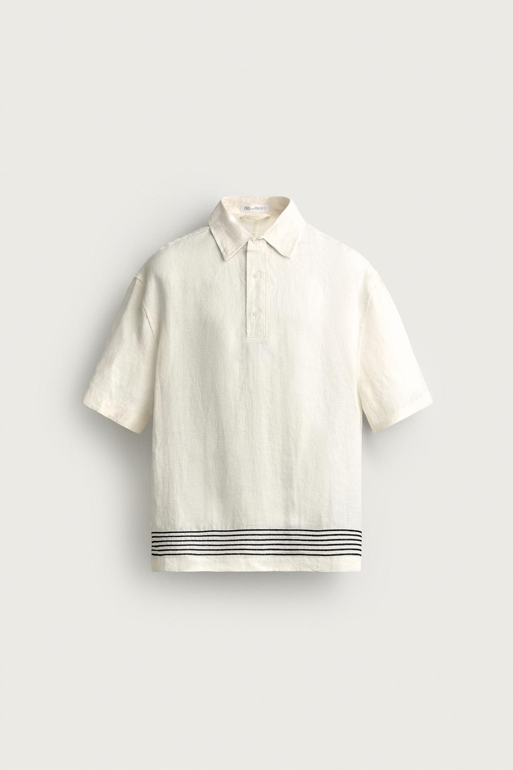 100% LINEN STRIPED POLO SHIRT
