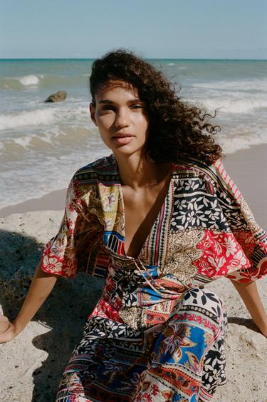 BLUSE MIT PATCHWORK-PRINT - Bunt von Zara - Bild 0