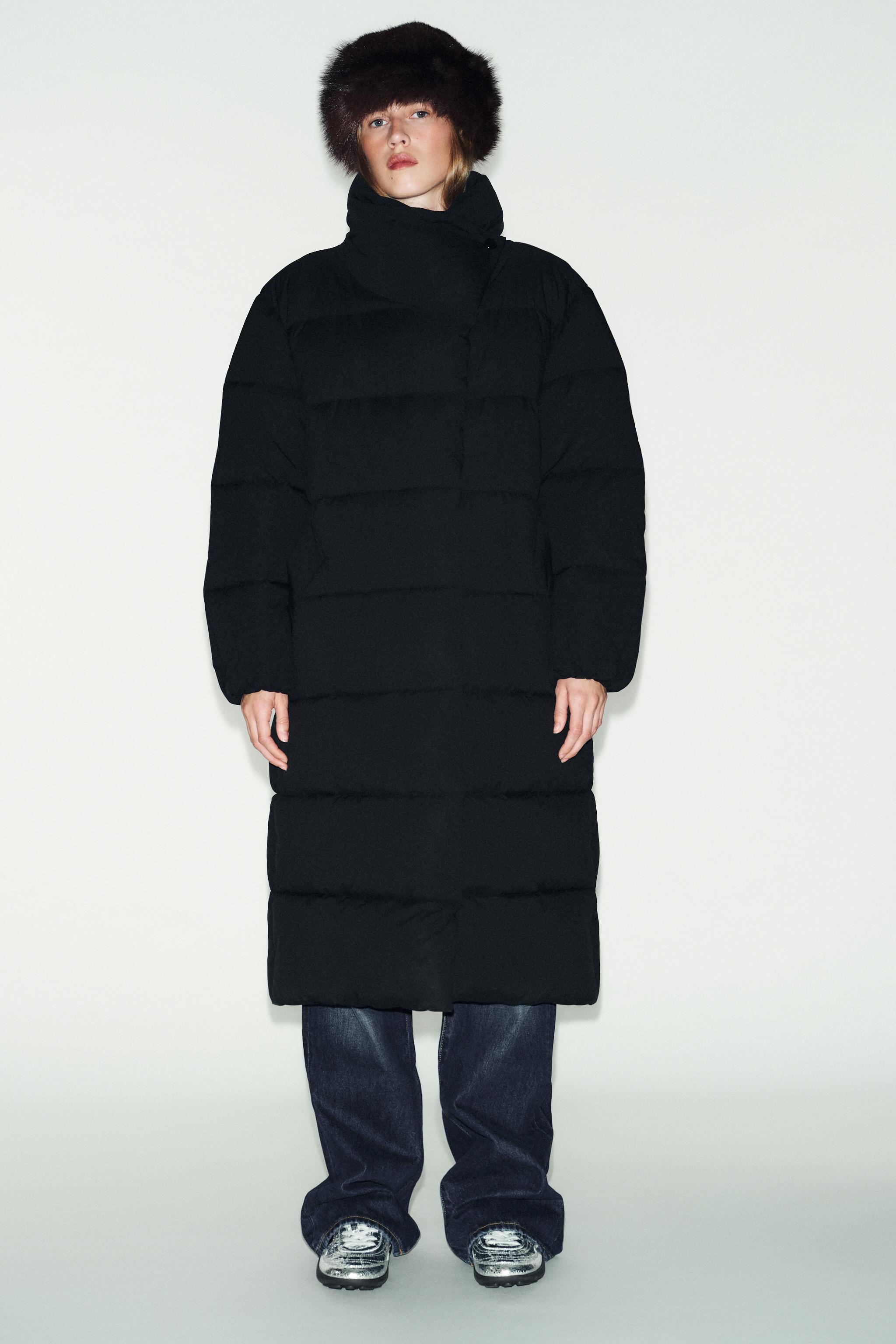 LONG WATER REPELLENT WINDPROOF WRAP-NECK ANORAK - Black | ZARA