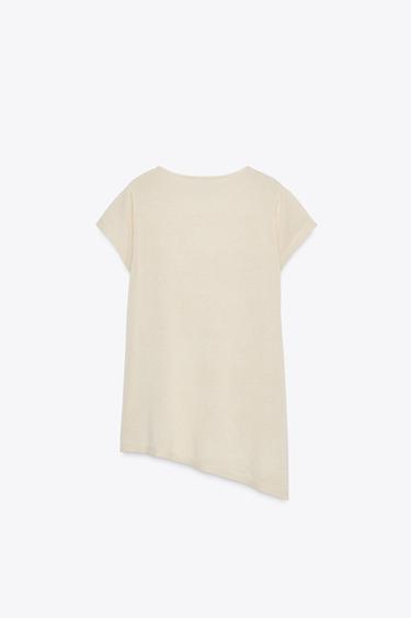 ASYMMETRIC HEM KNIT TOP - Ecru by Zara - Image 5