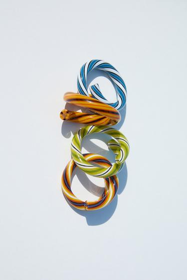 PACK OF SPIRAL GLASS NAPKIN RINGS (PACK OF 4) - Brown by Zara