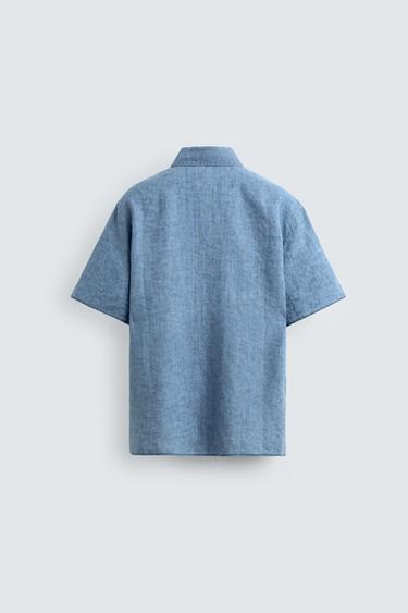 CHEMISE RELAXED FIT 100% LIN INDIGO - Indigo de Zara - Image 8