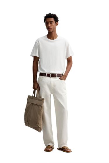 Zara WASHED SLIM FIT T-SHIRT - White