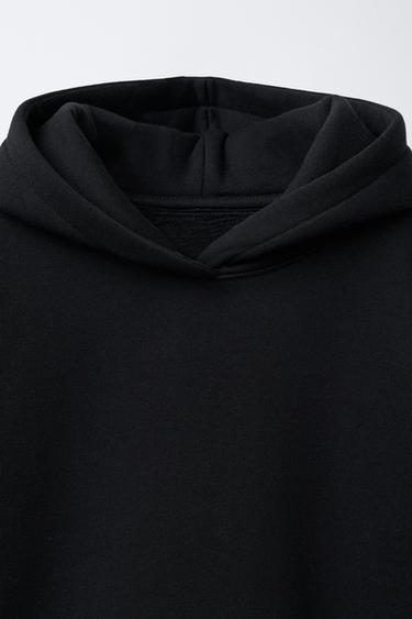 STRIPED DOUBLE HEM hoodie - Black by Zara - Image 2