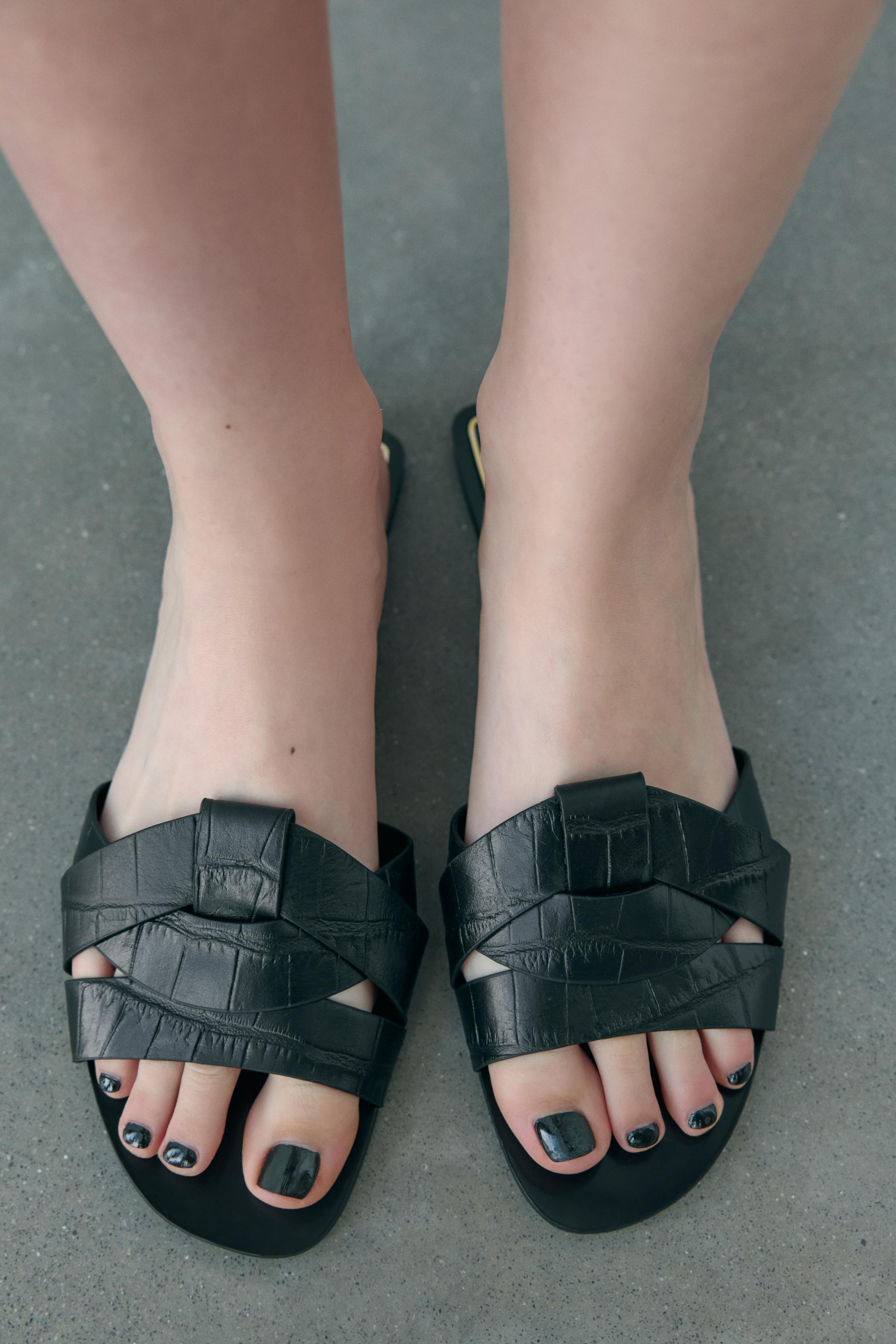 Women Criss Cross Peep Toe Flats, Elegant Outdoor Open Toe Shoes