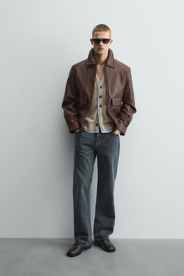 SOBRECAMISA EFECTO PIEL - Marrón de Zara - Imagen 0