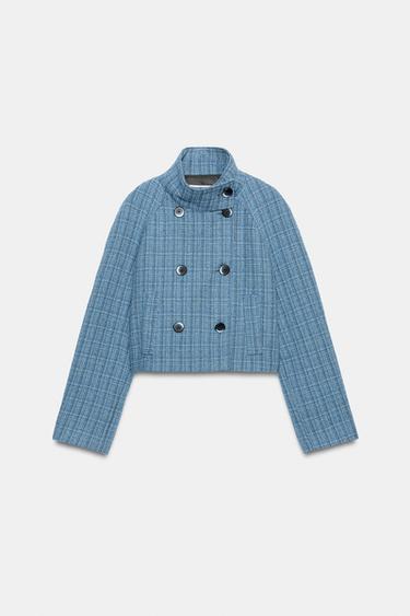 CHAQUETA ESTRUCTURA CUADROS - Azules de Zara - Imagen 0