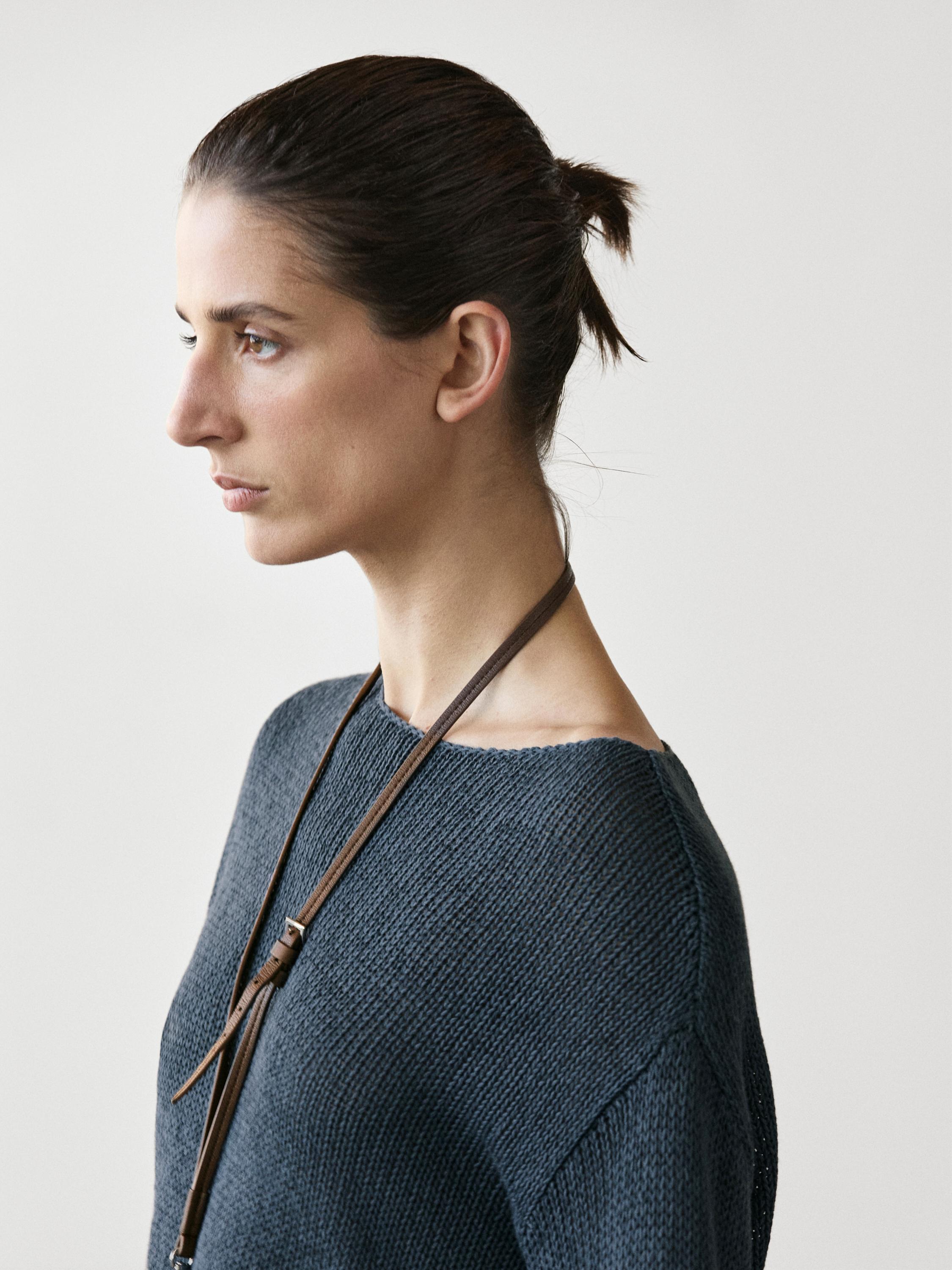 Pull en maille ajourée coton mélangé