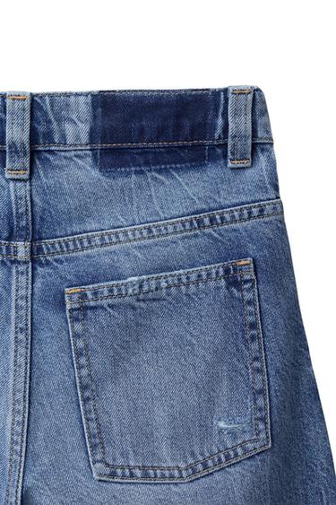 RIPPED WIDE-LEG JEANS - Mid-blue by Zara