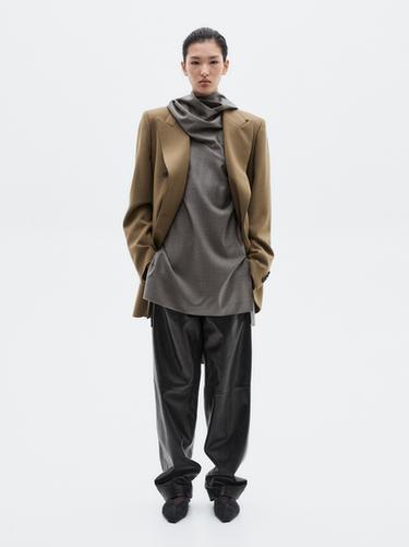 Zara Long 100% wool double-breasted blazer - LIMITED - taupe brown - Image 0