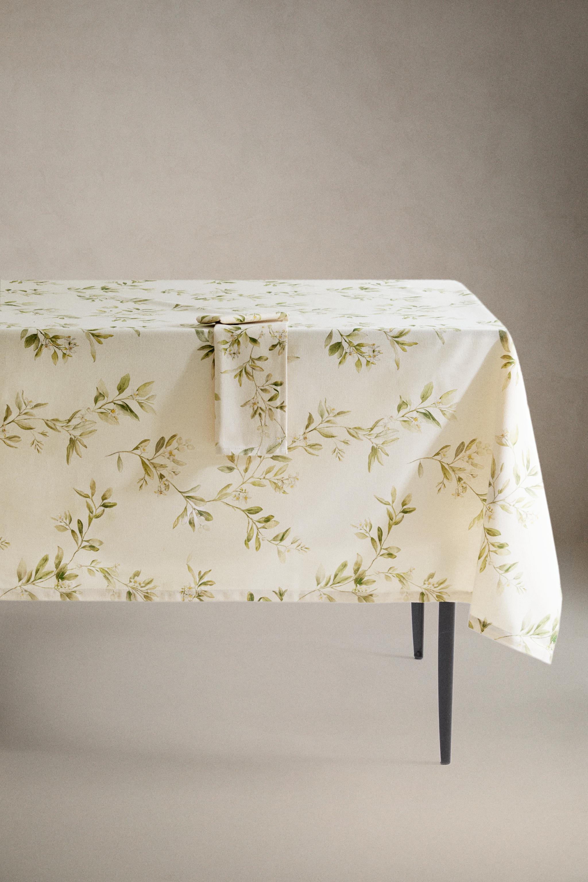 BRANCH AND FLORAL PRINT TABLECLOTH - Greens | ZARA United States