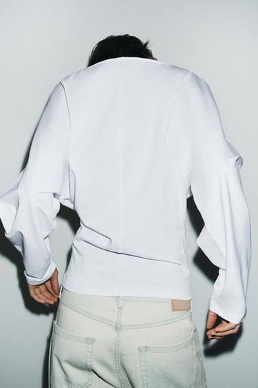 HEAVY COTTON LONG SLEEVE T-SHIRT - White by Zara - Image 2