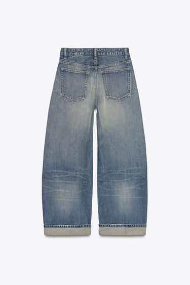 JEAN TRF BAGGY REPLIÉ DÉCHIRURES TAILLE MOYENNE - Bleu marine de Zara - Image 1