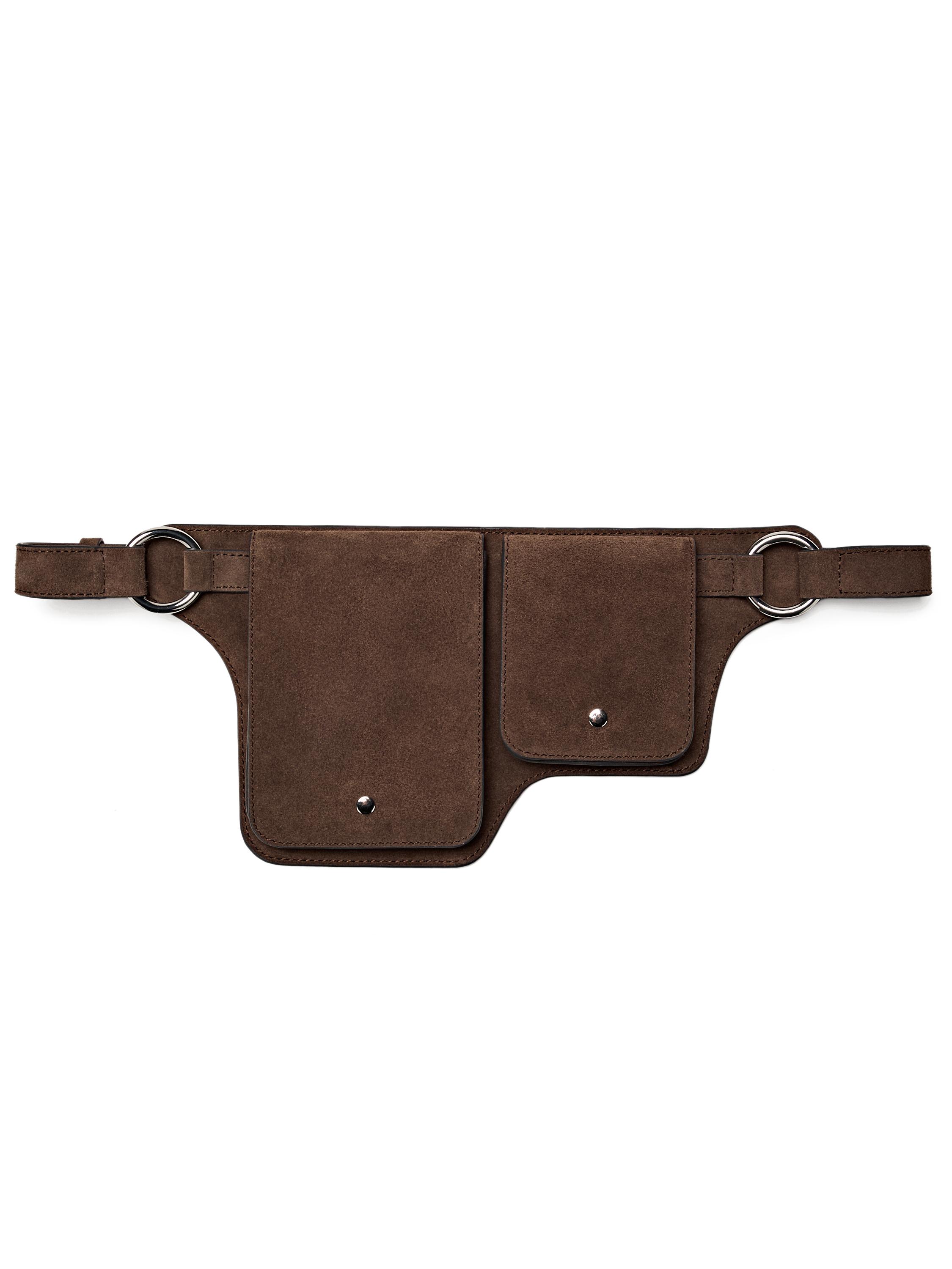 Split leather double compartment belt bag
