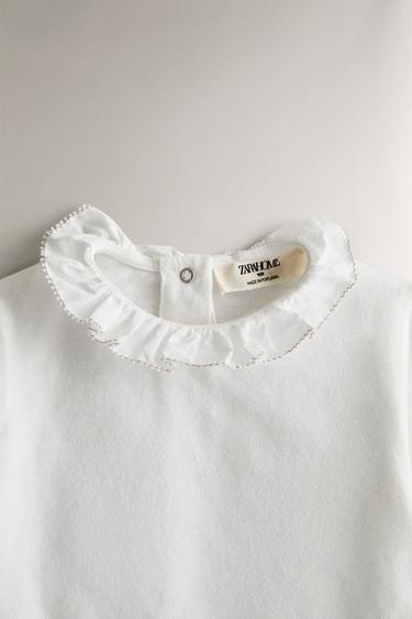 BABY BODYSUIT WITH COLLAR - Oyster-white by Zara - Image 1