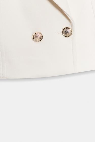 DOUBLE-BREASTED SHORT BLAZER - Ecru by Zara - Image 8