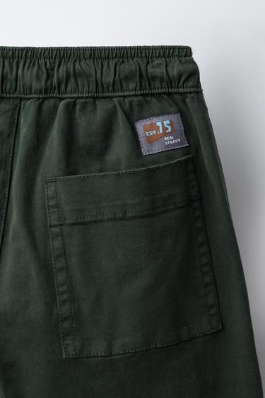STRAIGHT FIT TROUSERS WITH LABEL - Green by Zara - Image 3